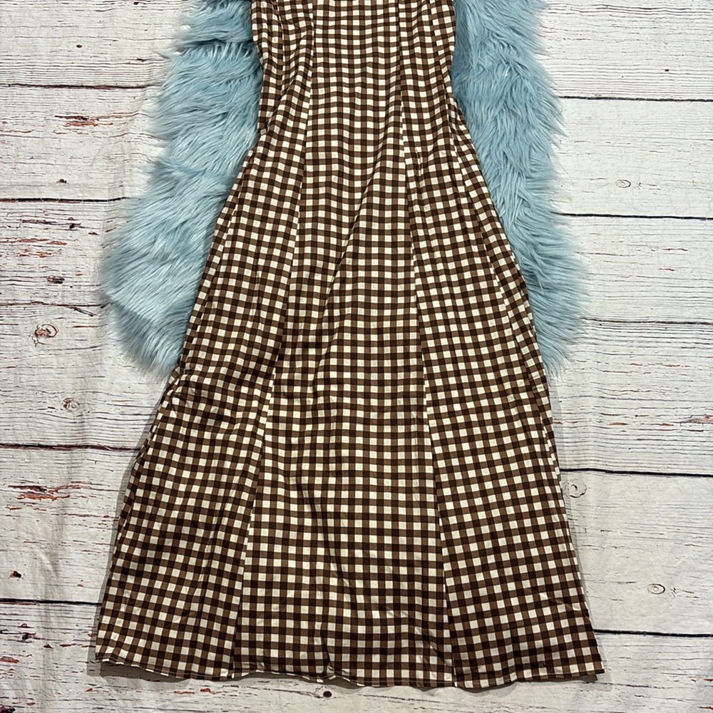 Show Me Your MuMu Brown & Cream Gingham Midi Dress - Picture 8 of 10